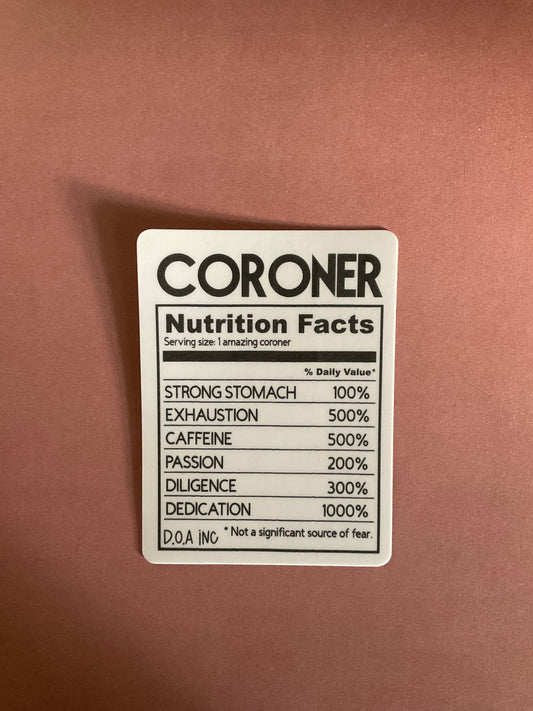 Coroner Nutrition Sticker